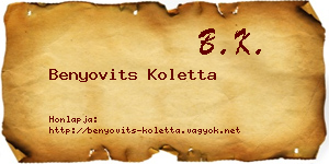 Benyovits Koletta névjegykártya